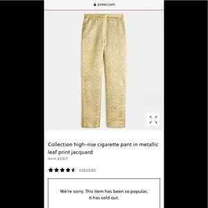 J Crew Collection high-rise cigarette pant